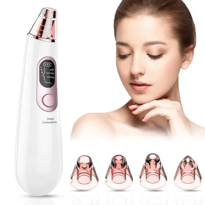 Produktbild von Porenreiniger Electric Mitesserentferner Vakuum Cleaner Pore Cleaner Gesicht Reinigung mit LED-Bildschirm und 4 Sonden und 3 Modi (Weiß)