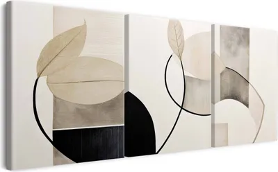 Produktbild von Wandbild Wanddeko Abstraktion auf Leinwand - ökologische Tinte, Wasserfest - 3 Teilig 90x180 cm Leinwandbilder für wohnzimmer, schlafzimmer