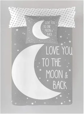 Image de ARTean, ensemble de literie pour enfants, 90 cm, en coton, couleur gris (Gris Lune)