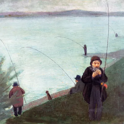 Obrázok produktu pre August Macke umelecká tlač obrazu - Rybár na Rýne, 1907 (40 x 40 cm)