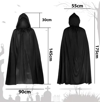 Zdjęcie produktu dla Peleryna Czarodzieja Czarna Halloween Dla dzieci i dorosłych