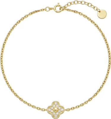 Produktbild von 375 Echtgold Armband Damen Clover Zirkonia elegant