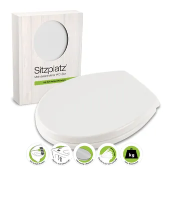 Produktbild von Sitzplatz® WC-Sitz mit Absenkautomatik Piolo, Weiß, antibakterieller Duroplast Toilettensitz mit Fast-Fix Schnellbefestigung, WC-Deckel in ovaler Standard O-Form universal, mit Soft-Close, 40039 8