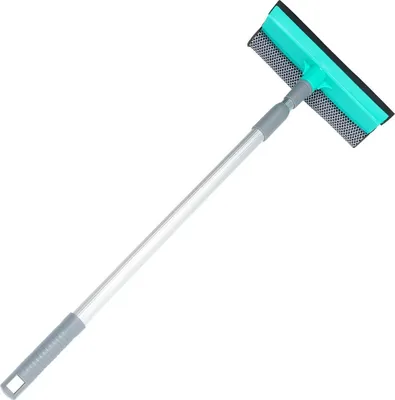 A window squeegee with an extendable handle.