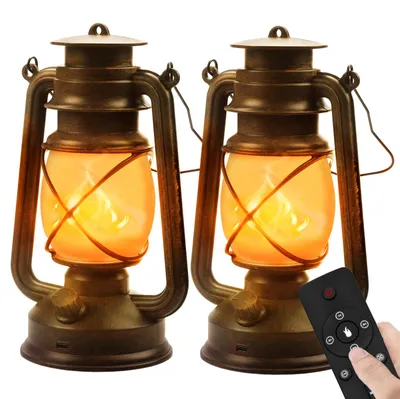 LED-Laterne Vintage, 2er-Set, Flammeneffekt, fernbedienbar, wasserdicht