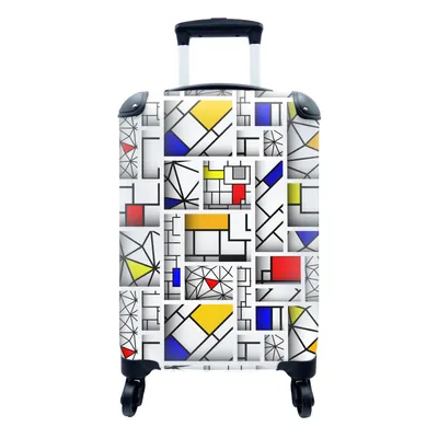 Produktbild von MuchoWow® Koffer Handgepäck Trolley Rollkoffer Kleine Reisekoffer mit 4 Rollen - Mondrian - Formen - Gestaltung - Muster - Cabin Size < 55x40x23 cm & 55x40x20 cm - Fotokoffer - Kabinenkoffer - Boardgepäck - Reise-Box - Reisekoffer - Reisegepäck - Koffer mit Bild - Trolley für Kinder