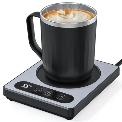 Produktbild von Kaffeetassenwärmer mit 4 Temperatureinstellungen und 1-12-Stunden-Timer für den Schreibtisch, elektrischer tragbarer Getränkewärmer für Zuhause