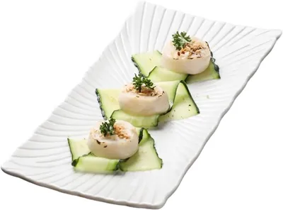 Produktbild von Servierplatten 4 Stück, 24x11x1.5 cm, weiße Keramik, für Snacks