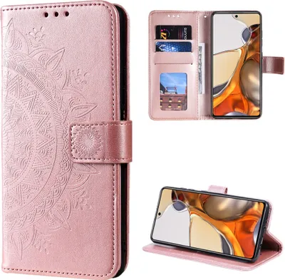 Obrázek produktu pro Pouzdro pro mobilní telefon Xiaomi 11T/11T Pro Pouzdro Flipové pouzdro Kryt Pouzdro Mandala Rose Gold