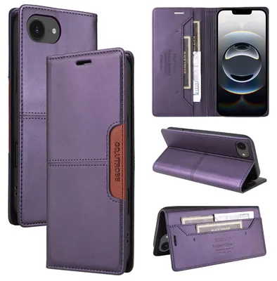 Produktbild von Handyhülle für iPhone 16e/iPhone 17e Hülle, Leder Flip Wallet Kartenfach Stand Schutzhülle Lila