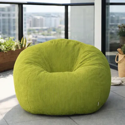 Produktbild von Übergroßer Sitzsack für Erwachsene, gefüllt mit Schaumstoffblöcken, extra großes flauschiges Bodensofa, knochenloser Lesesessel, Grün