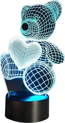 Produktbild von 3D LED Nachtlampe Bärchen - Schwarz/Transparent KP39226