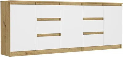 Produktbild von Kommode - Eiche Artisan / Weiß - 200 x 33 x 76 cm - Modern R-200-S6