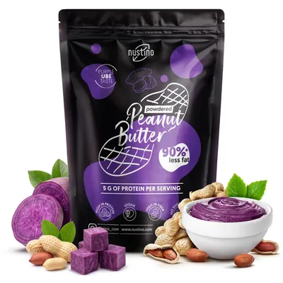 Produktbild von Nustino - Erdnussbutter Pulver Ube 400g - Mit Vanillenote & Exotischer Yams - Fettarm & Proteinreich - Ohne Zuckerzusatz - Ohne Palmöl
