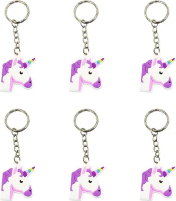 Produktbild von Oblique Unique 6 x Schlüsselanhänger Einhorn Unicorn Anhänger Mitgebsel lila