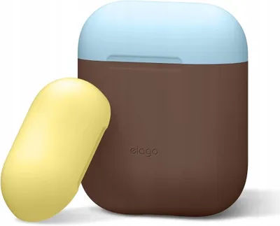 Zdjęcie produktu dla Elago Etui Duo do AirPods 1 i 2 Ciemnobrzowe/Pastelowoniebieskie/te