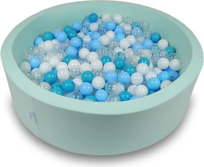 Immagine prodotto di Piscina asciutta 110x30cm menta con 400 palline: turchese, bianco, trasparente, azzurro