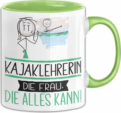 Produktbild von Kajaklehrerin Geschenk Tasse Becher Die Frau Die Allen Kann Geschenkidee für eine Kajaklehrerin Lustig (Grün)