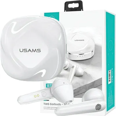 Obrázok produktu pre Bezdrtov Slchadl Usams Bluetooth 5.0 Tws Sd Srie Biela/Biela Bhusd01