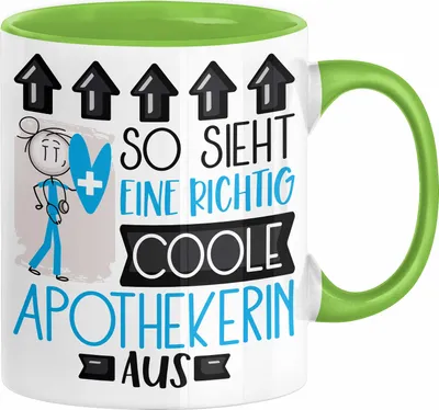 Produktbild von Apothekerin Geschenk Tasse Geschenkidee für Apothekerin Geburtstag Weihnachten Spruch So Sieht Eine Richtig Coole Apothekerin Aus Kaffee-Becher  (Grün)