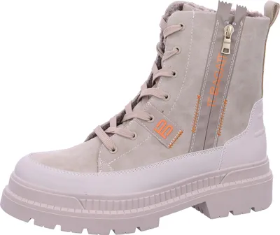A single beige boot is shown against a white background.