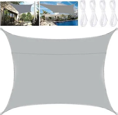 Productafbeelding van Famanu zonnescherm, rechthoekig, 2 x 3 meter - waterafstotend, UV-bescherming, ademend, grijs