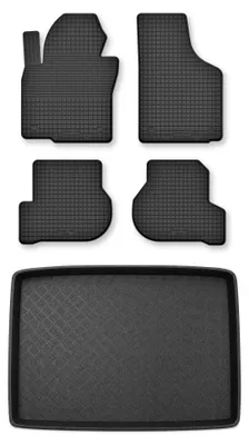 Produktbild von Gummimatten + Kofferraumwanne für Volkswagen Golf Plus V 2004-2014 (Minivan) – Schwarz, Semi-Universal, angepasst – Wielganizator Semi-Universal
