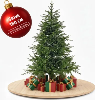 Produktbild von CLGarden Skiva Künstlicher Weihnachtsbaum 180 cm Fichte naturgetreu, PE Spritzguss PVC Mix, grün, Metallständer, Klappsystem