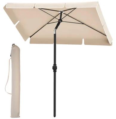 Produktbild von Hawaii-Strandsonnenschirm - Rechteckiger Sonnenschirm - 30° Verstellbare Neigung - UPF 50 - Windstabil - Aufbewahrungstasche - Beige