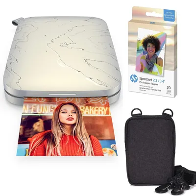 Produktbild von HP Sprocket Select Tragbarer Sofortbilddrucker mit 2,3 x 3,4 Zoll (Weiß) Zink-Papierbündel
