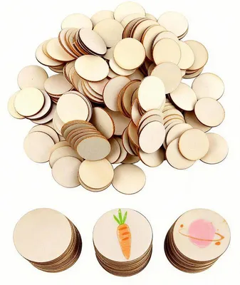 Imagen del producto de 200 discos redondos de madera natural, de 3 cm de diámetro, para manualidades y decoración