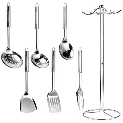 Productafbeelding van 7-delig RVS Keukengerei Set met Houder