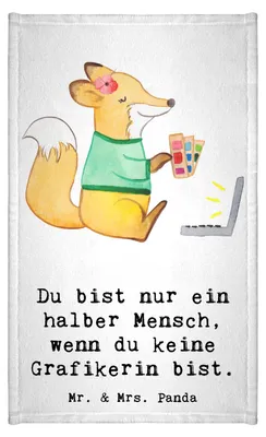 Produktbild von Mr. & Mrs. Panda Handtuch Grafikerin Herz - Weiß - Geschenk, Kleines, Gäste-WC, Spruch, Designer, Mediengestalter, Lustig, Gästehandtuch 30x50, Klein, Witzig, Frotteetuch
