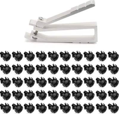 Produktbild von kwmobile 50x M6 Käfigmuttern aus Stahl mit Zange - für 10" 19" Rack Netzwerkschrank - Muttern Schrauben Unterlegscheiben Werkzeug Set Schwarz
