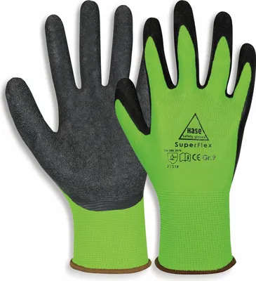 Immagine prodotto di HASE GUANTI DI SICUREZZA Guanti da lavoro in lattice SuperFlex, EN388, EN 420, taglia 10, verde