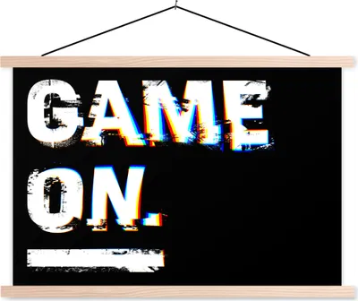 Produktbild von MuchoWow® Textilposter Spiel - Zitate - Gamer 120x80 cm mit holzfarbenen Rahmen - Aufhängeset