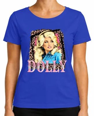 Productafbeelding van Dolly Parton, landelijke muzieklegende, westernzangeres, dames T-shirt, blauw, maat S