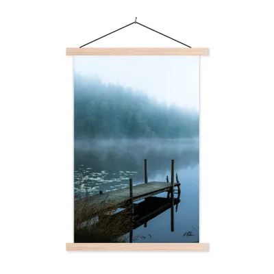 Produktbild von MuchoWow® Textilposter Natur - See - Wald - Nebel 60x90 cm mit holzfarbenen Rahmen - Textil