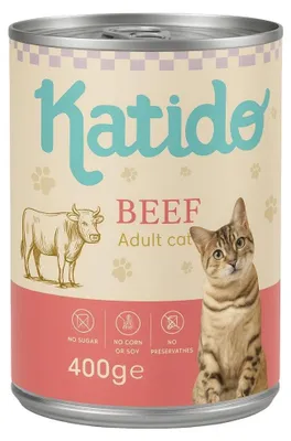 Obrázek produktu pro KATIDO Hovězí - mokrá krmiva pro kočky - 400 g
