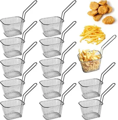 Produktbild von Famanu Frittierkorb Set 12 Stück - Edelstahl, mit Handgriff