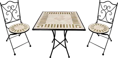 Immagine prodotto di AXI Camilla Set Bistrot da Balcone, 2 Sedie 1 Tavolo, Set Bistrò Veranda Mosaico Beige Toscana - Set Bistro da Giardino, Tavolo Bistro per Giardino/Balcone/Terrazza