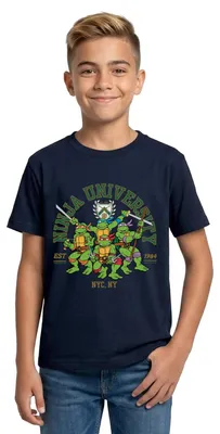 Produktbild von Spreadshirt Teenage Mutant Ninja Turtles Ninja University Teenager T-Shirt, 152/164 (12-14 Jahre), Navy
