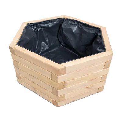 Produktbild von Blumenkasten Holz 51x44x28 cm – Sechseckig Pflanzkübel Balkon & Terrasse wetterfest – fertig montiert – Pflanzkasten Holz D23