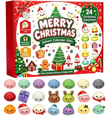 Obrázok produktu pre Adventný Kalendár 2026 so Squishy Roztomilými Knedličkami Squishy Adventný Kalendár G Béžová
