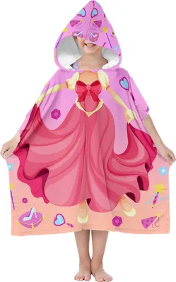Zdjęcie produktu dla Poncho z kapturem, dziecięce poncho kąpielowe 70 cm, mikrofibra, princeska, chłonne, szybkoschnące [163]
