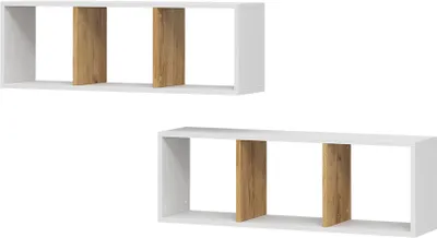 Produktbild von Wandregal Vicco Tomy Weiß/Goldkraft Eiche 90 x 30 cm 2er Set, Model 54695