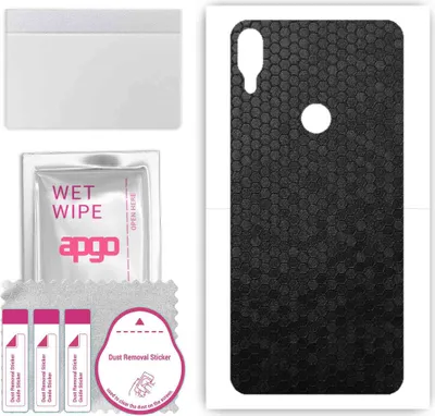 Produktbild von apgo Rückseite Schutzfolie, Skin, kompatibel mit Asus Zenfone Max Pro (M1) ZB601KL ZB602K, Hinten Displayschutzfolie aus Vinylfolie, kratzfest, einfache Montage - Schwarze Honigwabe