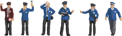 Produktbild von NOCH handkolorierte Bahnbeamte Niederlande Spur H0 1:87 Figuren Set für Modelleisenbahn mit 6 stehenden Erwachsenen aus Kunststoff.