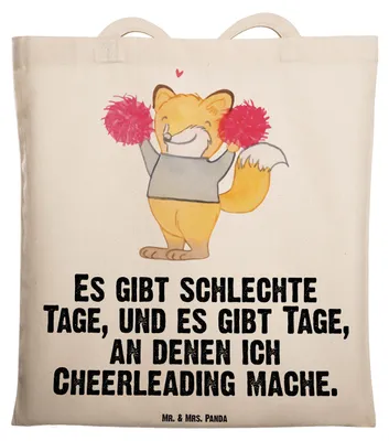 Produktbild von Mr. & Mrs. Panda Shopping Tasche Fuchs Cheerleader - Transparent - Geschenk, Turn Club, Tragetasche, Cheerleading, Tote Bag, Einkaufstasche, Beutel, Turnen, Turniere