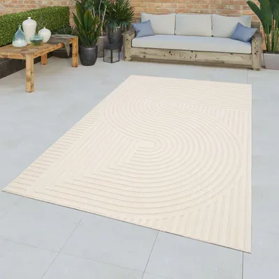 Produktbild von TT Home In-& Outdoorteppich Wetterfest Terrasse Esszimmer Abstraktes Retro Design 3D Größe 80x150 cm